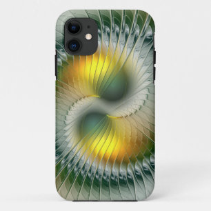 Yin Yang Green Yellow Abstraktes farbiges Fraktal Case-Mate iPhone Hülle