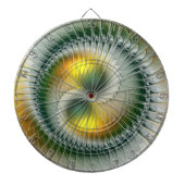 Yin Yang Green Yellow Abstraktes farbiges Fraktal Dartscheibe (vorne)