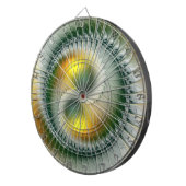 Yin Yang Green Yellow Abstraktes farbiges Fraktal Dartscheibe (Vorderseite rechts)