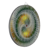 Yin Yang Green Yellow Abstraktes farbiges Fraktal Dartscheibe (Vorderseite Links)