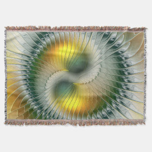 Yin Yang Green Yellow Abstraktes farbiges Fraktal Decke