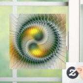 Yin Yang Green Yellow Abstraktes farbiges Fraktal Fensteraufkleber (Zuhause)