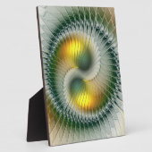 Yin Yang Green Yellow Abstraktes farbiges Fraktal Fotoplatte (Seite)