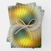 Yin Yang Green Yellow Abstraktes farbiges Fraktal Geschenkpapier Set (Beispiel)