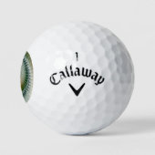 Yin Yang Green Yellow Abstraktes farbiges Fraktal Golfball (Logo)