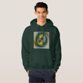Yin Yang Green Yellow Abstraktes farbiges Fraktal Hoodie (Vorne ganz)