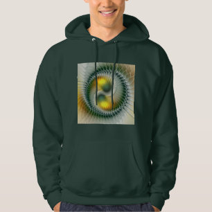 Yin Yang Green Yellow Abstraktes farbiges Fraktal Hoodie