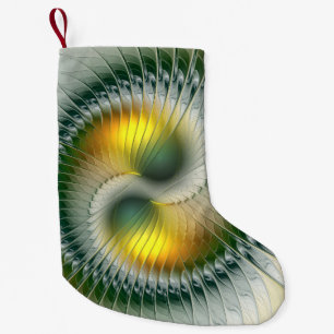 Yin Yang Green Yellow Abstraktes farbiges Fraktal Kleiner Weihnachtsstrumpf