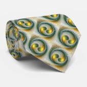 Yin Yang Green Yellow Abstraktes farbiges Fraktal Krawatte (Gerollt)