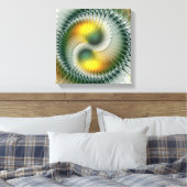 Yin Yang Green Yellow Abstraktes farbiges Fraktal Leinwanddruck (Insitu (Schlafzimmer))