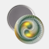 Yin Yang Green Yellow Abstraktes farbiges Fraktal Magnet (Vorderseite/Rückseite)