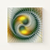 Yin Yang Green Yellow Abstraktes farbiges Fraktal Notizblock (Rückseite)