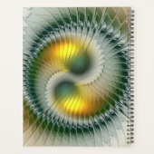 Yin Yang Green Yellow Abstraktes farbiges Fraktal Planer (Rückseite)