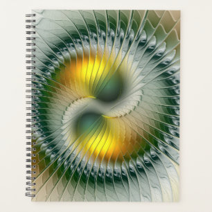 Yin Yang Green Yellow Abstraktes farbiges Fraktal Planer
