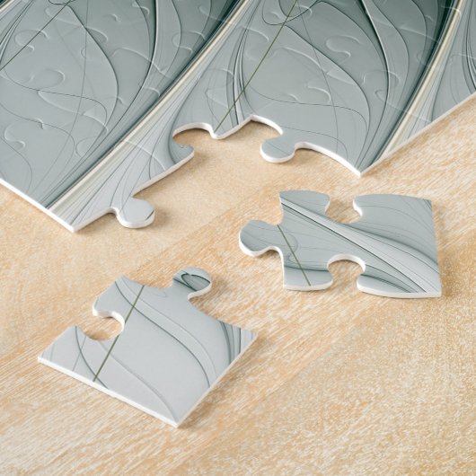 Yin Yang Green Yellow Abstraktes farbiges Fraktal Puzzle (Seite)