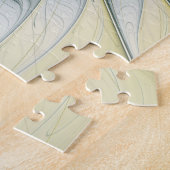 Yin Yang Green Yellow Abstraktes farbiges Fraktal Puzzle (Seite)