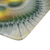 Yin Yang Green Yellow Abstraktes farbiges Fraktal Schneidebrett (Ecke)