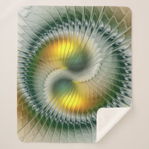 Yin Yang Green Yellow Abstraktes farbiges Fraktal Sherpadecke