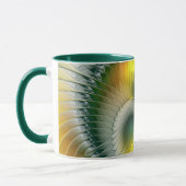 Yin Yang Green Yellow Abstraktes farbiges Fraktal Tasse (Links)