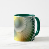 Yin Yang Green Yellow Abstraktes farbiges Fraktal Tasse (VorderseiteRechts)