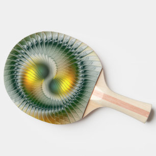 Yin Yang Green Yellow Abstraktes farbiges Fraktal Tischtennis Schläger