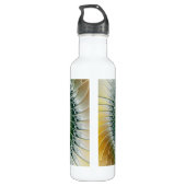 Yin Yang Green Yellow Abstraktes farbiges Fraktal Trinkflasche (Rückseite)