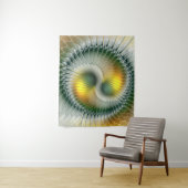 Yin Yang Green Yellow Abstraktes farbiges Fraktal Wandteppich (Beispiel)