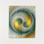 Yin Yang Green Yellow Abstraktes farbiges Fraktal Wandteppich (Vorderseite)