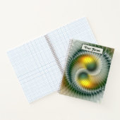 Yin Yang Green Yellow Abstraktes Fraktal Name Notizblock (Innenseite)
