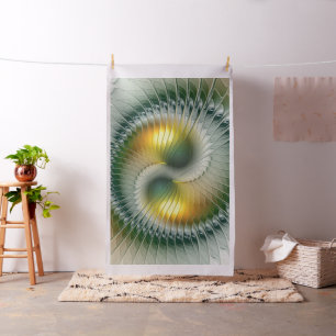 Yin Yang Grün Gelb Abstrakt Farbige Fraktale Stoff