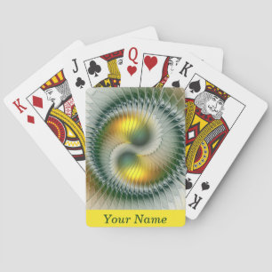 Yin Yang Grün Gelbe Abstrakte Farbige Kunst Name Spielkarten