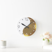 Yin Yang - grunge golden & weiß Runde Wanduhr (Zuhause)