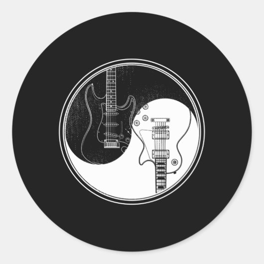 Yin Yang Guitar Acoustic Rock Music Lover Runder Aufkleber (Vorderseite)
