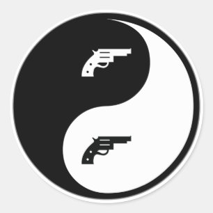 Yin Yang Gun Runder Aufkleber