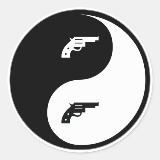 Yin Yang Gun Runder Aufkleber (Vorderseite)