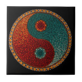 Yin Yang handgemalte Mandala Fliese (Vorderseite)