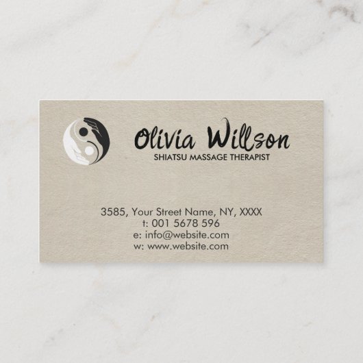 Yin Yang Hands Sakura Tree Branch Visitenkarte (Rückseite)