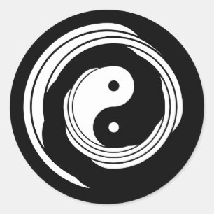 Yin Yang Harmonie in Bewegung Schwarz-Weiß-Spirale Runder Aufkleber