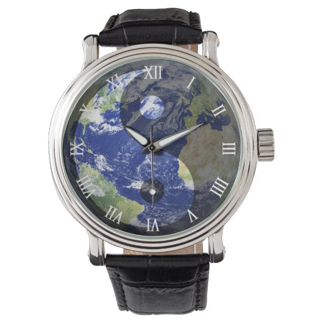 Yin-Yang Harmony auf unserem Planeten W/ Clockface Armbanduhr (Vorderseite)