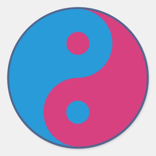 Yin Yang Harmony Blau und Rosa Runder Aufkleber (Vorderseite)
