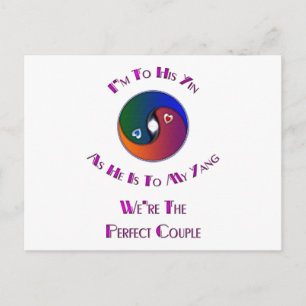 Yin Yang hat sie zu Ihm Verse Postkarte