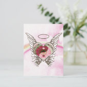 Yin Yang Heart Angel Wings Watercolor Postkarte (Stehend Vorderseite)