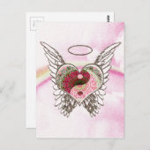 Yin Yang Heart Angel Wings Watercolor Postkarte (Vorne/Hinten)