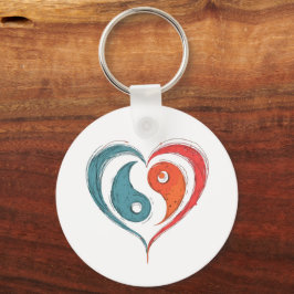 Yin Yang Heart Artistic Custom Schlüsselanhänger
