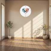 Yin Yang Heart Artistic Runde Wanduhr