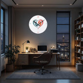 Yin Yang Heart Artistic Runde Wanduhr