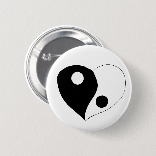 Yin Yang Heart (B/W) Button (Vorne & Hinten)