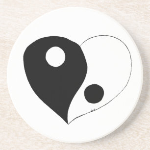 Yin Yang Heart (B/W) Getränkeuntersetzer