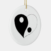 Yin Yang Heart (B/W) Keramik Ornament (Rechts)