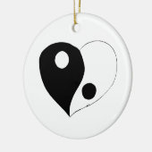 Yin Yang Heart (B/W) Keramik Ornament (Links)